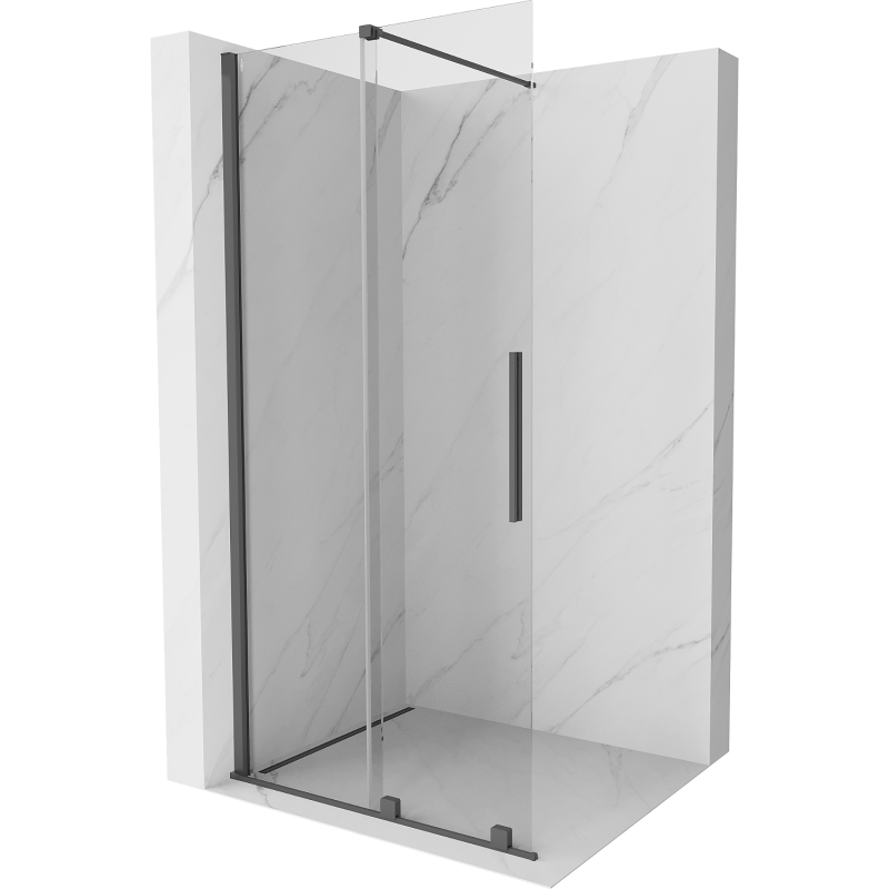 Mexen Velar ścianka prysznicowa rozsuwana Walk-in 80 x 200 cm, transparent 8 mm, gun gray szczotkowany - 871-080-000-03-66