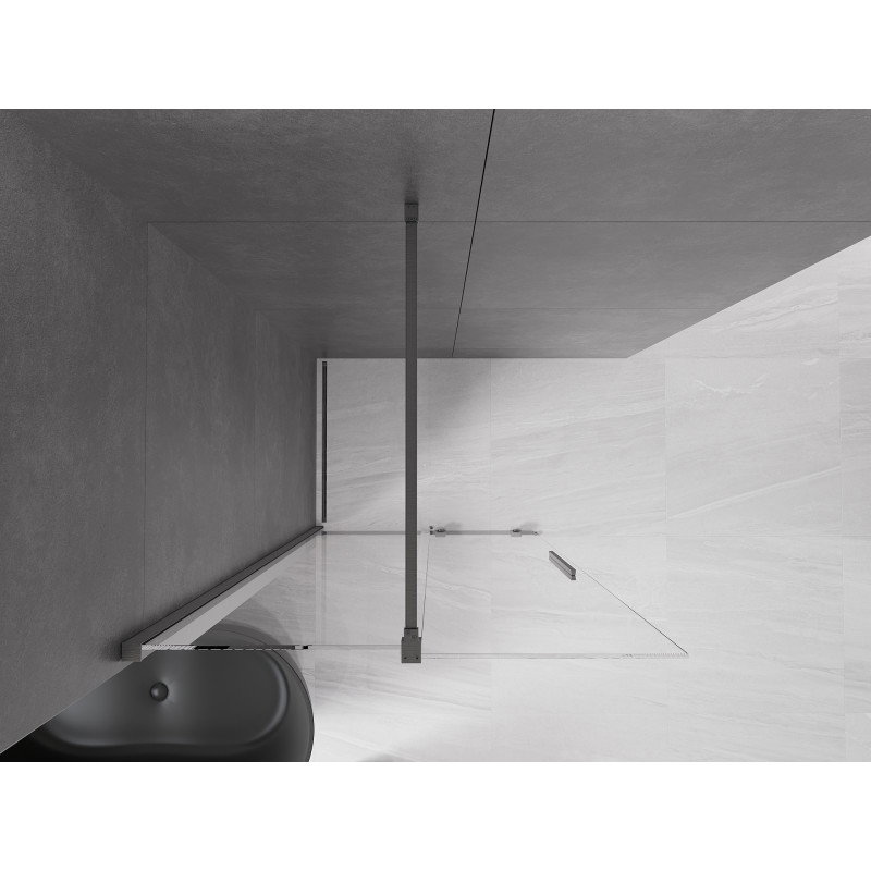 Mexen Velar Walk-in Sliding Shower Wall 85 x 200 cm, Transparent 8 mm, Brushed Gun Gray - 871-085-000-03-66
