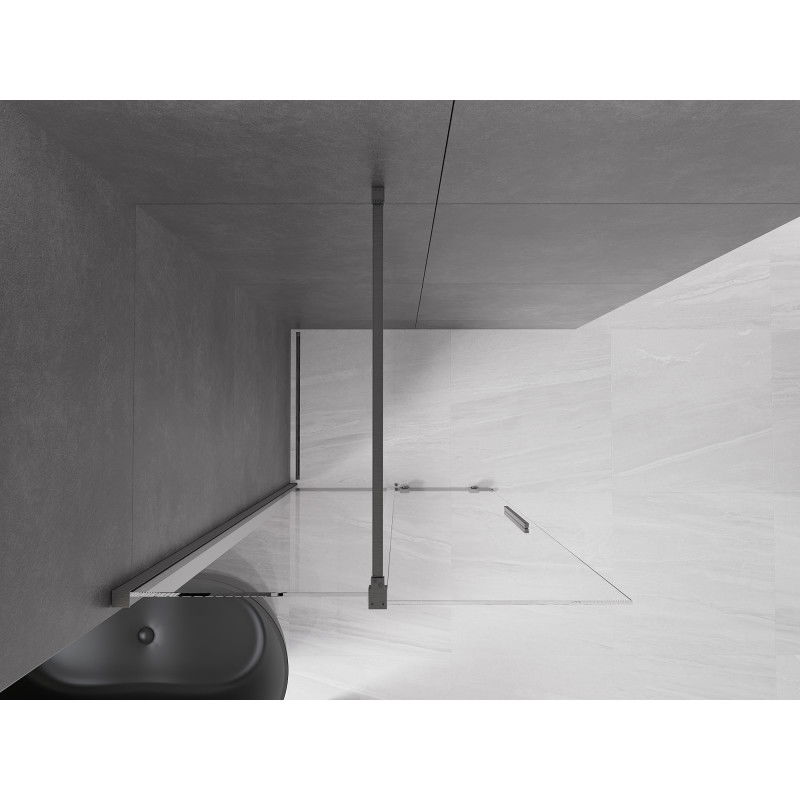 Mexen Velar Skjutbar duschvägg Walk-in 110 x 200 cm, transparent 8 mm, borstad grå - 871-110-000-03-66