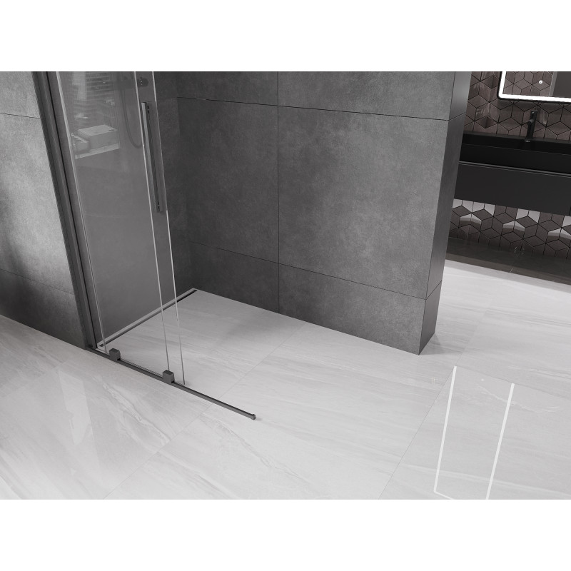 Mexen Velar ścianka prysznicowa rozsuwana Walk-in 100 x 200 cm, transparent 8 mm, gun gray szczotkowany - 871-100-000-03-66