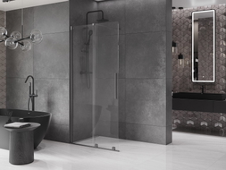 Mexen Velar klizna stijena Walk-in 100 x 200 cm, prozirna 8 mm, četkano sivo - 871-100-000-03-66