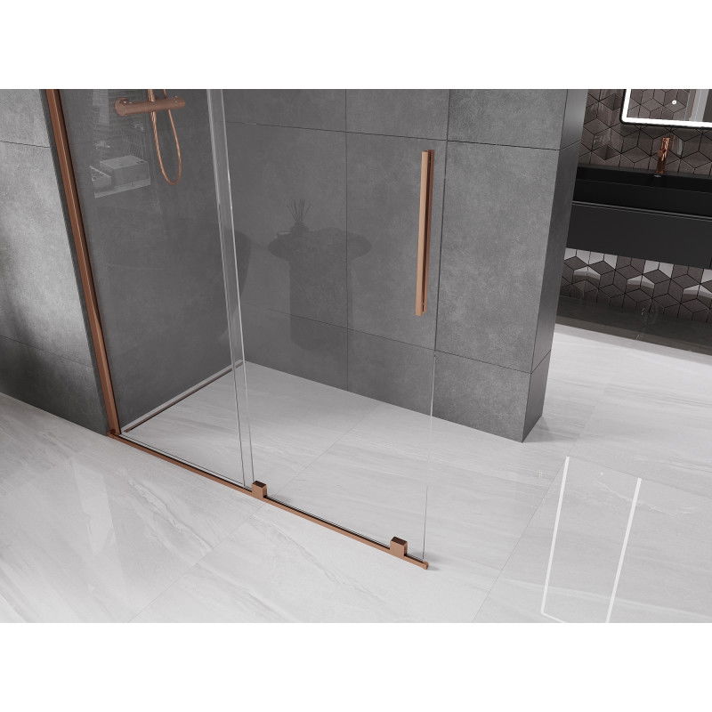 Mexen Velar sliding shower wall Walk-in 140 x 200 cm, transparent 8 mm, rose gold - 871-140-000-03-60