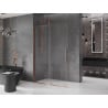 Mexen Velar ścianka prysznicowa rozsuwana Walk-in 140 x 200 cm, transparent 8 mm, różowe złoto - 871-140-000-03-60