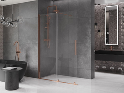 Mexen Velar Klizni tuš paravan Walk-in 140 x 200 cm, prozirni 8 mm, ružičasto zlato - 871-140-000-03-60