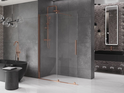 Mexen Velar ścianka prysznicowa rozsuwana Walk-in 140 x 200 cm, transparent 8 mm, różowe złoto - 871-140-000-03-60