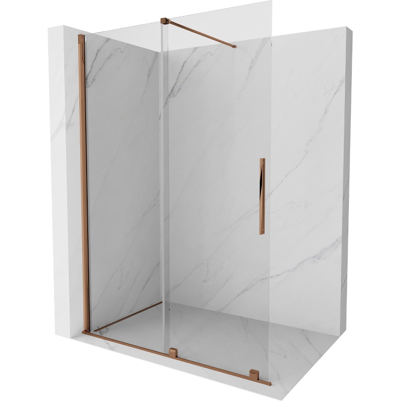 Mexen Velar mampara de ducha corredera Walk-in 150 x 200 cm, transparente 8 mm, oro rosa - 871-150-000-03-60