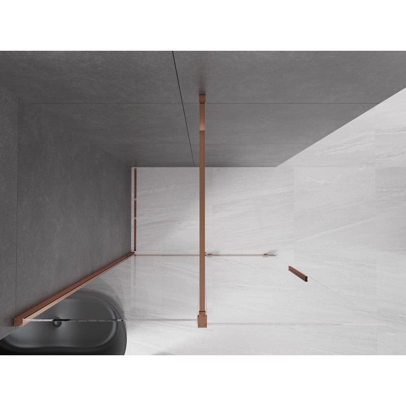 Mexen Velar mampara de ducha corredera Walk-in 150 x 200 cm, transparente 8 mm, oro rosa - 871-150-000-03-60