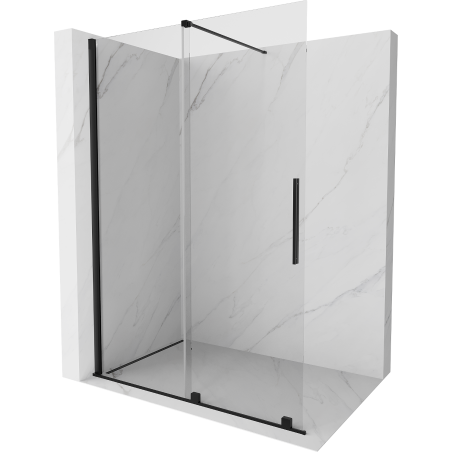 Mexen Velar paroi de douche coulissante Walk-in 130 x 200 cm, transparent 8 mm, noir - 871-130-000-03-70