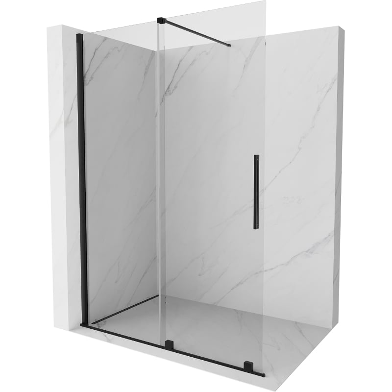 Mexen Velar Lükand dušisein Walk-in 140 x 200 cm, läbipaistev 8 mm, must - 871-140-000-03-70