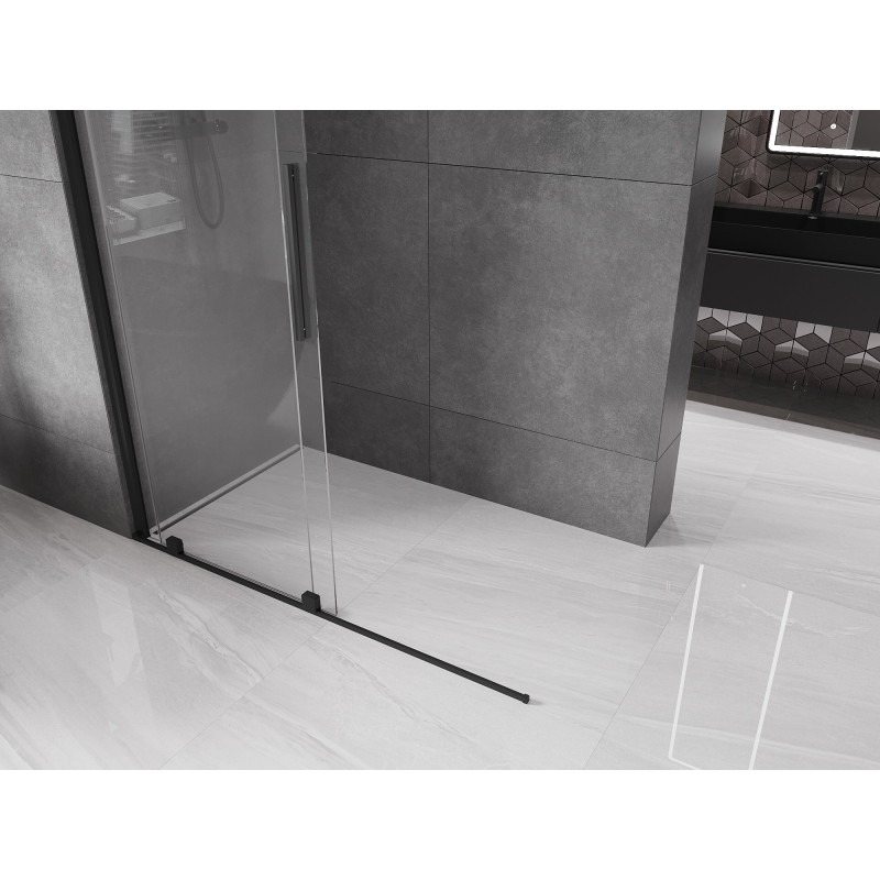 Mexen Velar Klizni zid za tuš Walk-in 140 x 200 cm, proziran 8 mm, crni - 871-140-000-03-70
