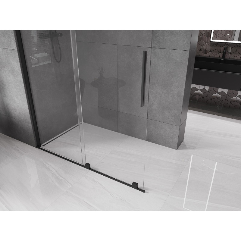 Mexen Velar Klizni zid za tuš Walk-in 140 x 200 cm, proziran 8 mm, crni - 871-140-000-03-70