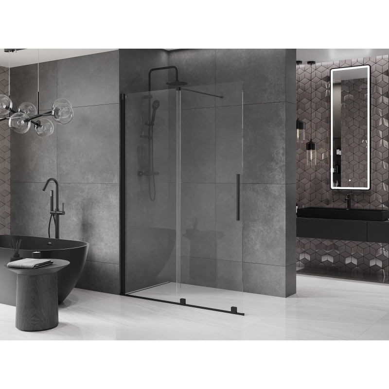 Mexen Velar Klizni zid za tuš Walk-in 140 x 200 cm, proziran 8 mm, crni - 871-140-000-03-70