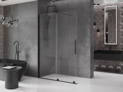 Mexen Velar skjutbar Walk-in-duschvägg 140 x 200 cm, transparent 8 mm, svart - 871-140-000-03-70