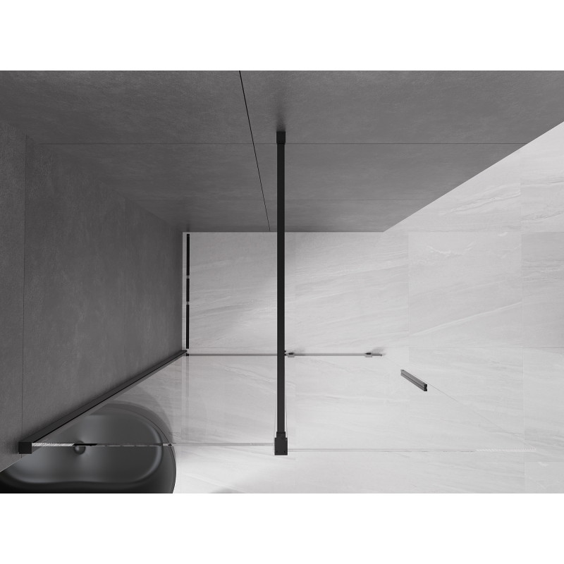 Mexen Velar Lükand dušisein Walk-in 140 x 200 cm, läbipaistev 8 mm, must - 871-140-000-03-70