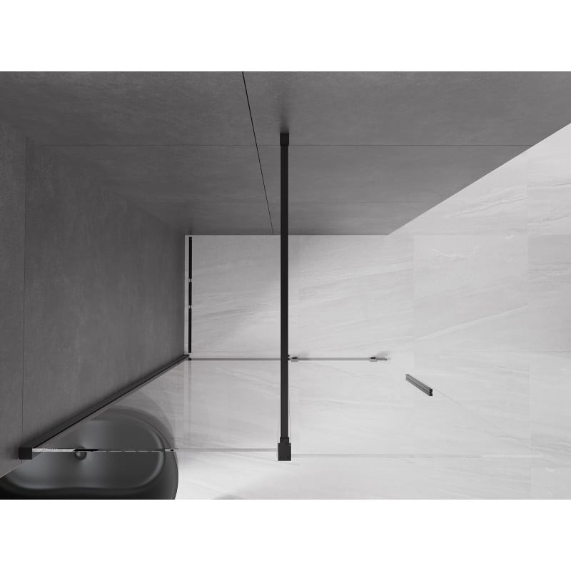 Mexen Velar ścianka prysznicowa rozsuwana Walk-in 140 x 200 cm, transparent 8 mm, czarna - 871-140-000-03-70