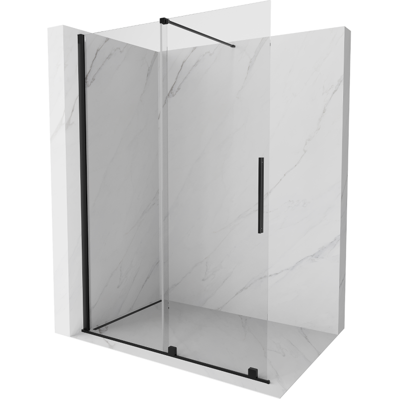 Mexen Velar ścianka prysznicowa rozsuwana Walk-in 150 x 200 cm, transparent 8 mm, czarna - 871-150-000-03-70