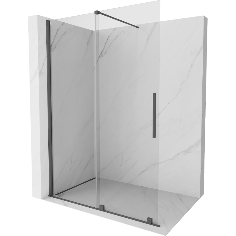 Mexen Velar Schiebedusche Walk-in 130 x 200 cm, transparent 8 mm, gebürstet in Gun Grau - 871-130-000-03-66