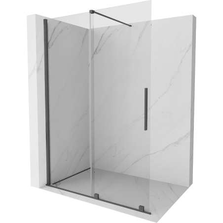 Mexen Velar ścianka prysznicowa rozsuwana Walk-in 130 x 200 cm, transparent 8 mm, gun gray szczotkowany - 871-130-000-03-66