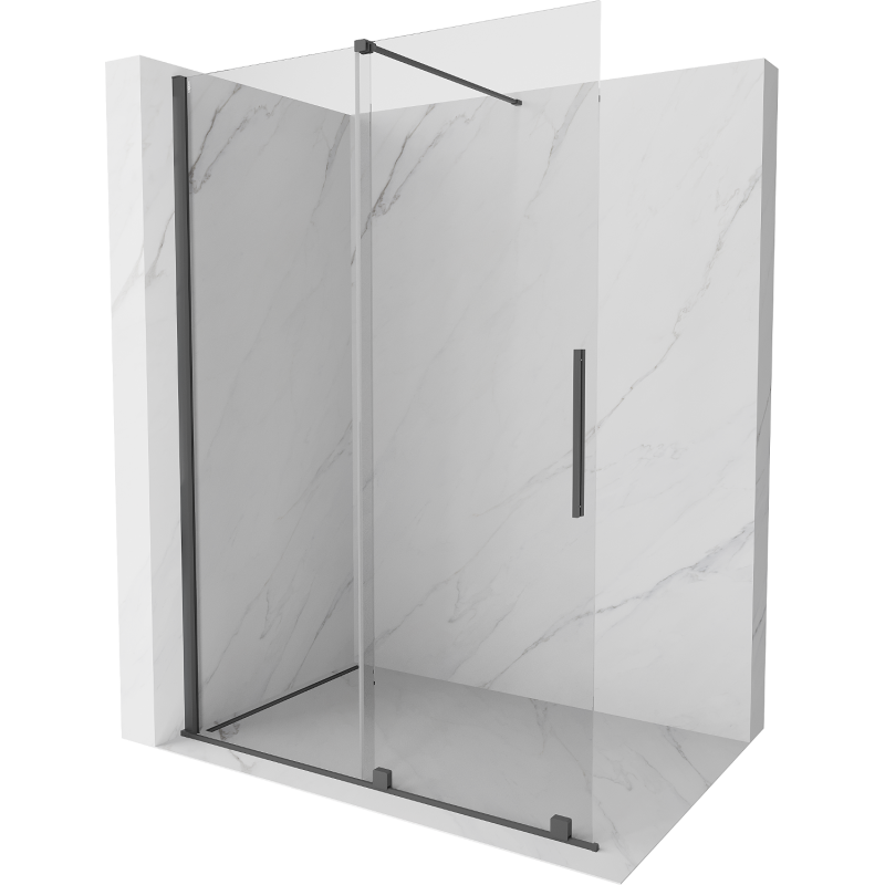 Mexen Velar Schiebbaren Duschwand Walk-in 140 x 200 cm, transparent 8 mm, gebierfte Waffe gro - 871-140-000-03-66