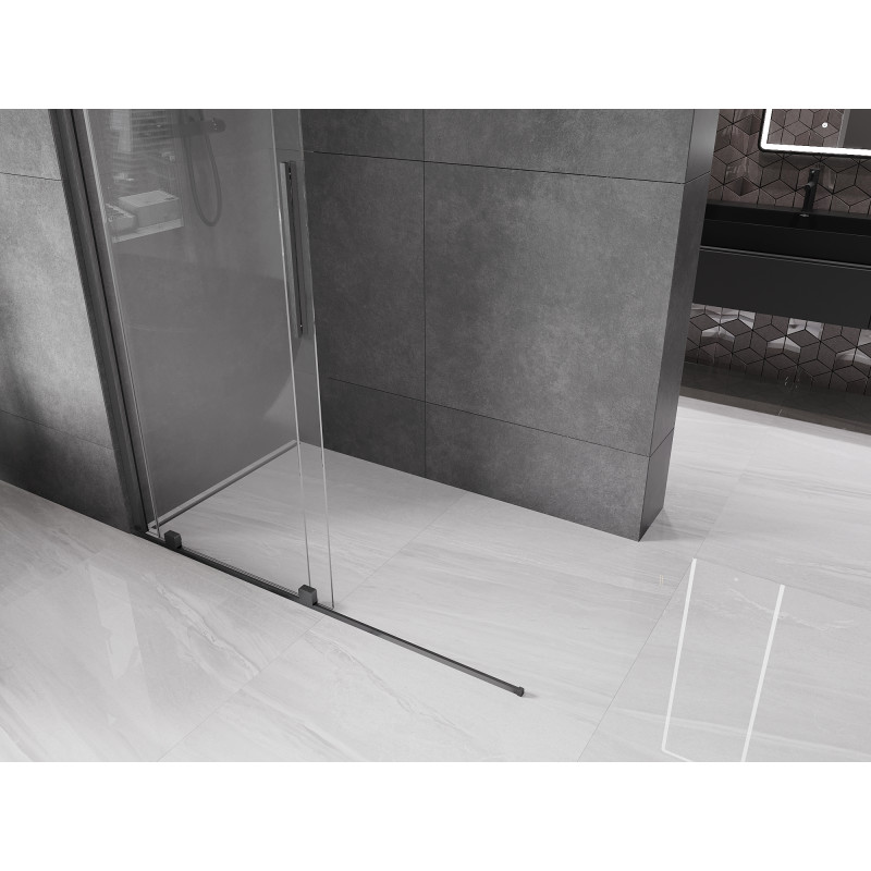 Mexen Velar ścianka prysznicowa rozsuwana Walk-in 150 x 200 cm, transparent 8 mm, gun gray szczotkowany - 871-150-000-03-66