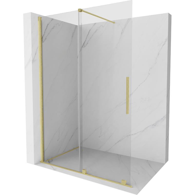 Mexen Velar schuifbare douchewand Walk-in 130 x 200 cm, transparant 8 mm, geborsteld goud - 871-130-000-03-55