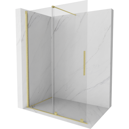 Mexen Velar ścianka prysznicowa rozsuwana Walk-in 130 x 200 cm, transparent 8 mm, złota szczotkowana - 871-130-000-03-55