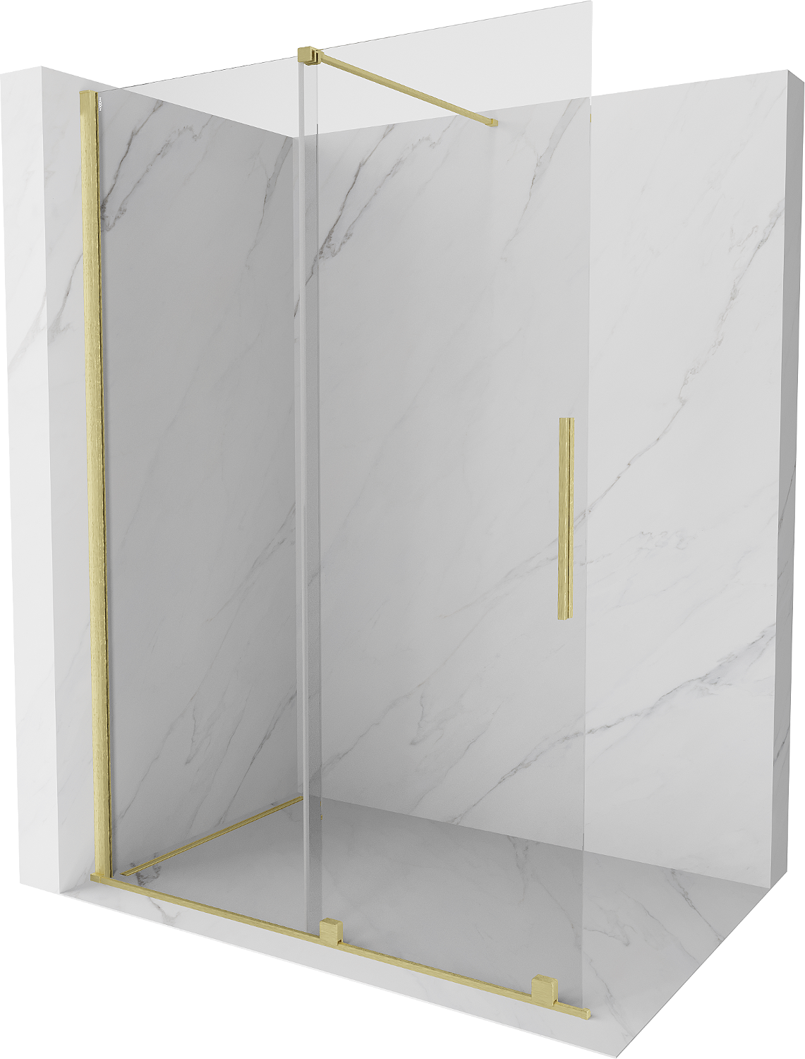 Mexen Velar ścianka prysznicowa rozsuwana Walk-in 130 x 200 cm, transparent 8 mm, złota szczotkowana - 871-130-000-03-55
