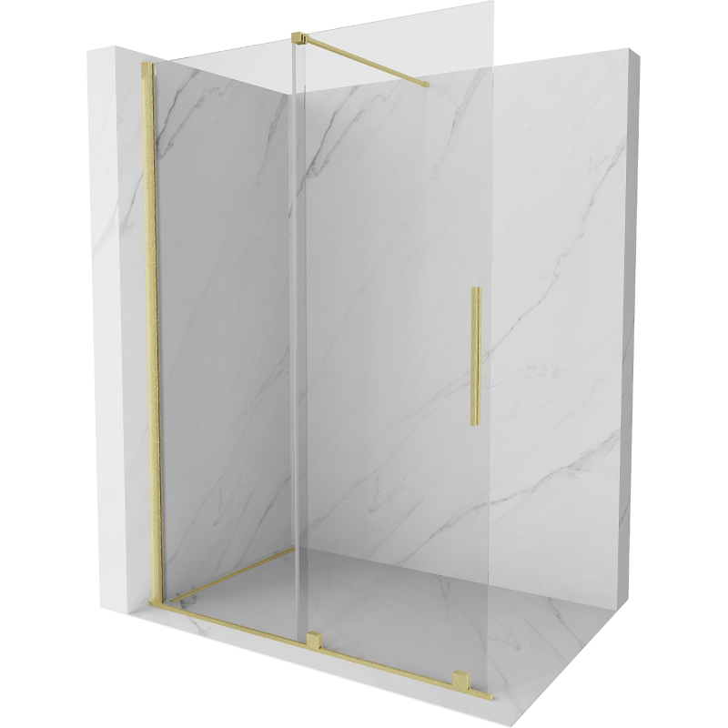 Mexen Velar Duschwand Schiebewand Walk-in 140 x 200 cm, transparent 8 mm, gold gebürstet - 871-140-000-03-55