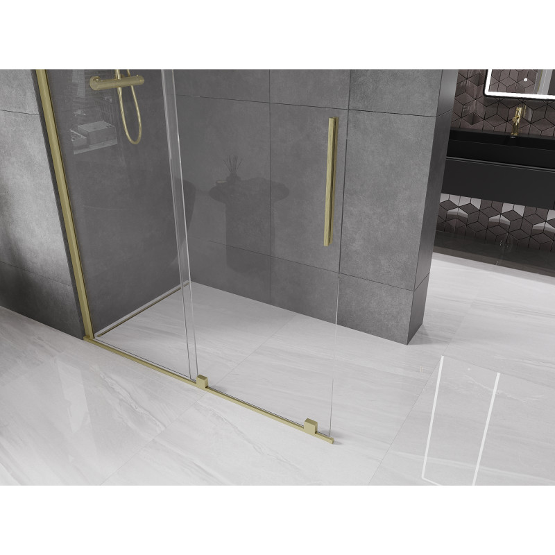 Mexen Velar ścianka prysznicowa rozsuwana Walk-in 140 x 200 cm, transparent 8 mm, złota szczotkowana - 871-140-000-03-55