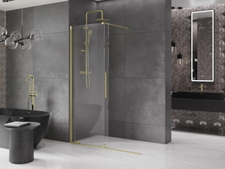 Mexen Velar Duschwand Schiebewand Walk-in 140 x 200 cm, transparent 8 mm, gold gebürstet - 871-140-000-03-55