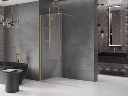 Mexen Velar Klizna staklena stijena Walk-in 140 x 200 cm, prozirna 8 mm, zlatna brušena - 871-140-000-03-55