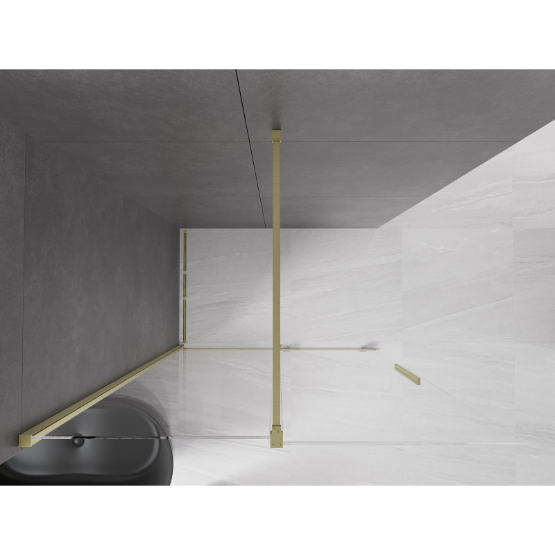 Mexen Velar ścianka prysznicowa rozsuwana Walk-in 140 x 200 cm, transparent 8 mm, złota szczotkowana - 871-140-000-03-55