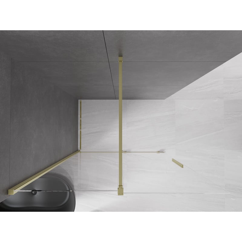 Mexen Velar ścianka prysznicowa rozsuwana Walk-in 150 x 200 cm, transparent 8 mm, złota szczotkowana - 871-150-000-03-55