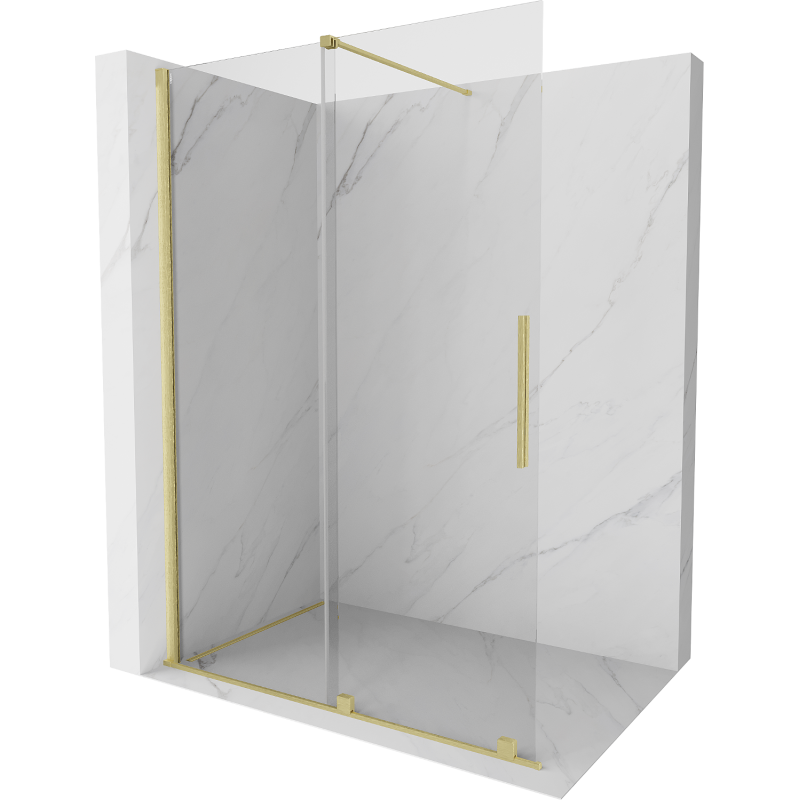 Mexen Velar sliding shower wall Walk-in 160 x 200 cm, transparent 8 mm, brushed gold - 871-160-000-03-55
