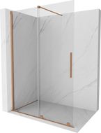 Mexen Velar Duschwand verschiebbar Walk-in 130 x 200 cm, transparent 8 mm, gebürstetes Kupfer - 871-130-000-03-65