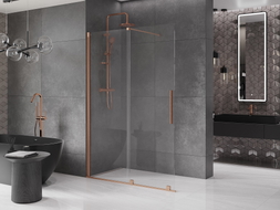 Mexen Velar Klizni Walk-in zid za tuširanje 130 x 200 cm, prozirno 8 mm, brušeni bakar - 871-130-000-03-65