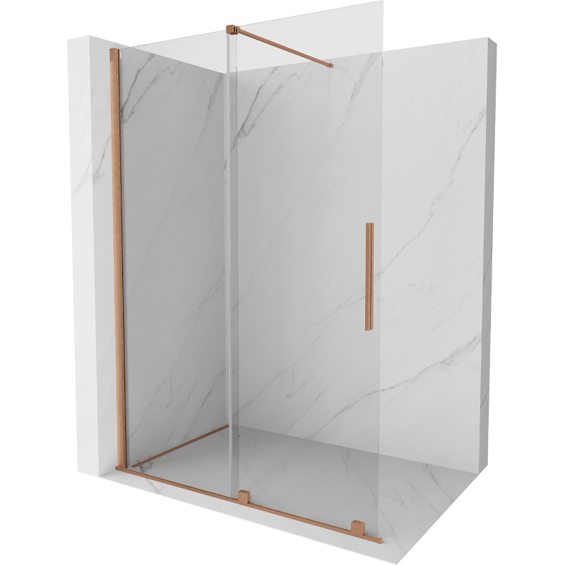 Mexen Velar mampara de ducha deslizante Walk-in 140 x 200 cm, transparente 8 mm, cobre cepillado - 871-140-000-03-65
