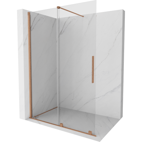 Mexen Velar Duschwand zum Verschieben Walk-in 140 x 200 cm, transparent 8 mm, gebürstetes Kupfer - 871-140-000-03-65