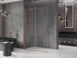 Mexen Velar liugklaasist dušisein Walk-in 140 x 200 cm, läbipaistev 8 mm, harjatud vask - 871-140-000-03-65