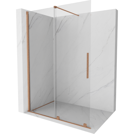 Mexen Velar Duschwand verschiebbar Walk-in 160 x 200 cm, transparent 8 mm, gebürstetes Kupfer - 871-160-000-03-65
