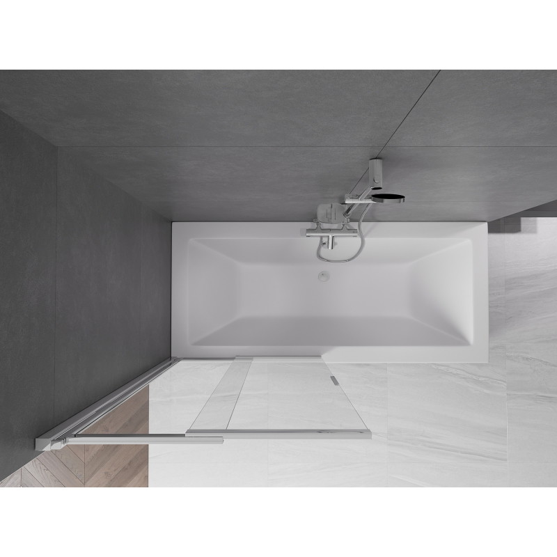 Mexen Fox 2-delige verschuifbare badwand 85 x 150 cm, transparant, chroom - 891-085-002-01-00