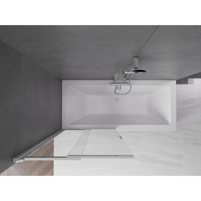 Mexen Fox parete divisoria per vasca da bagno 2-ante scorrevole 85 x 150 cm, trasparente, cromo - 891-085-002-01-00