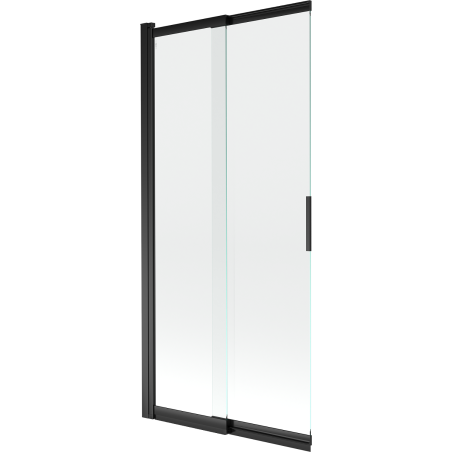 Mexen Fox tweedelige verschuifbare badwand 85 x 150 cm, transparant, zwart - 891-085-002-70-00