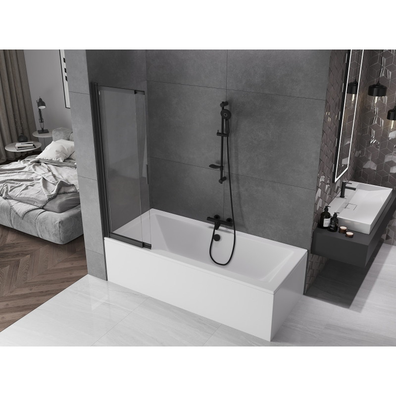 Mexen Fox 2-panel sliding bathtub screen 85 x 150 cm, transparent, black - 891-085-002-70-00