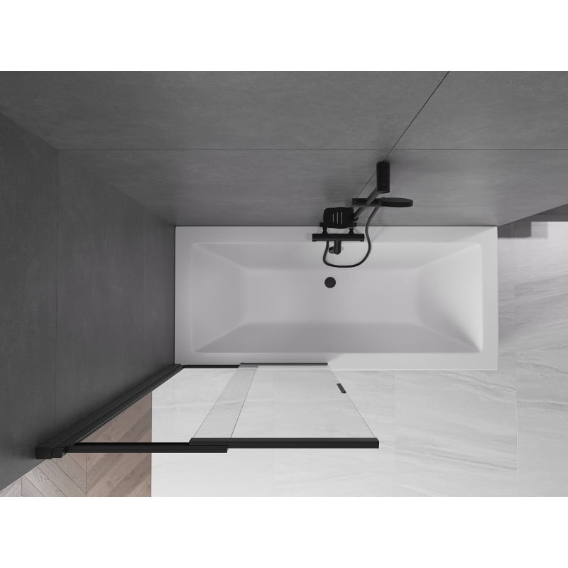 Mexen Fox 2-Panel Sliding Bath Screen 85 x 150 cm, Transparent, Black - 891-085-002-70-00