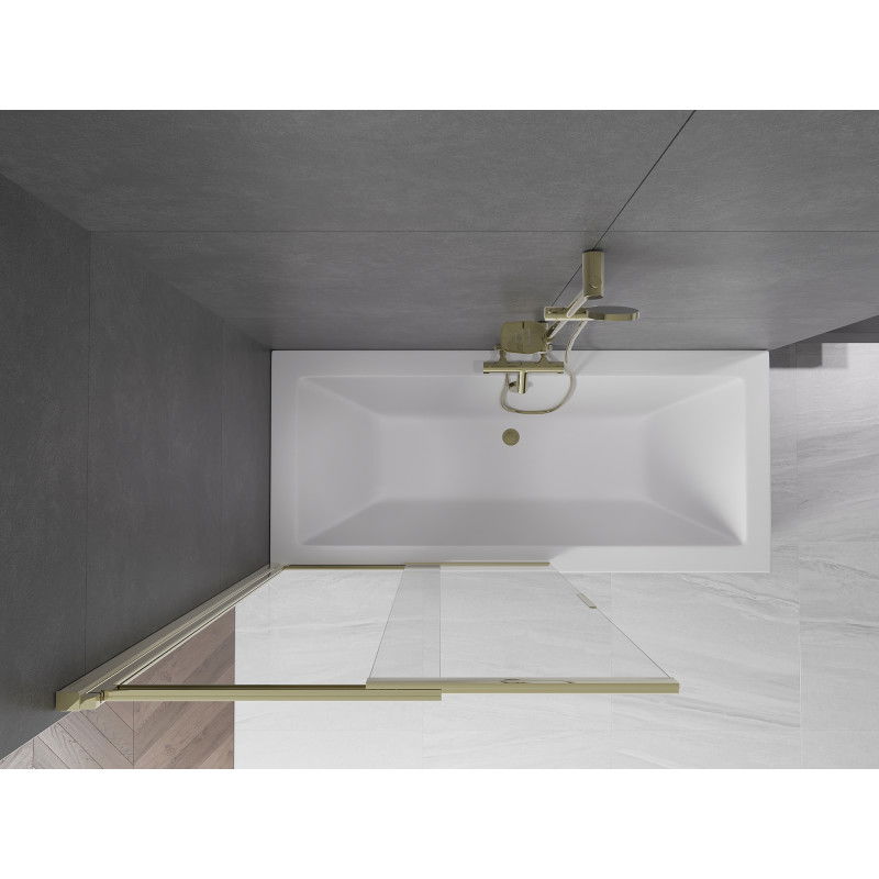 Mexen Fox δίφυλλη συρόμενη καμπίνα ντους 100 x 150 cm, διάφανη, χρυσή - 891-100-002-50-00