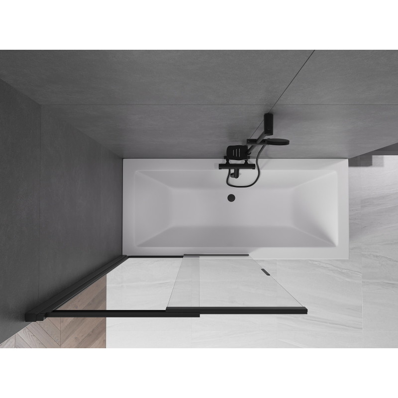 Mexen Fox 2-wing sliding bathtub screen 100 x 150 cm, transparent, black - 891-100-002-70-00