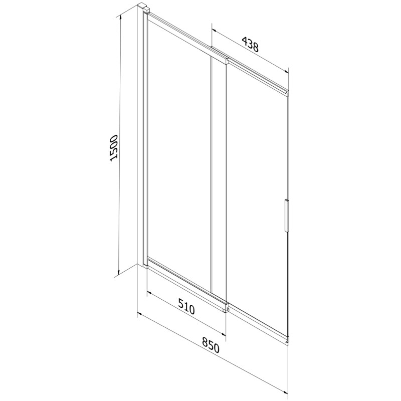 Mexen Fox 2-panel sliding bathtub screen 85 x 150 cm, transparent, black - 891-085-002-70-00