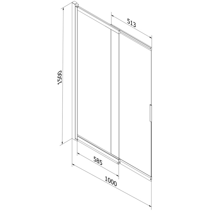 Mexen Fox 2-wing sliding bathtub screen 100 x 150 cm, transparent, black - 891-100-002-70-00