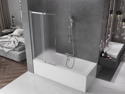 Mexen Fox 2-Panel Sliding Bathtub Screen 85 x 150 cm, Frosted, Chrome - 891-085-002-01-30